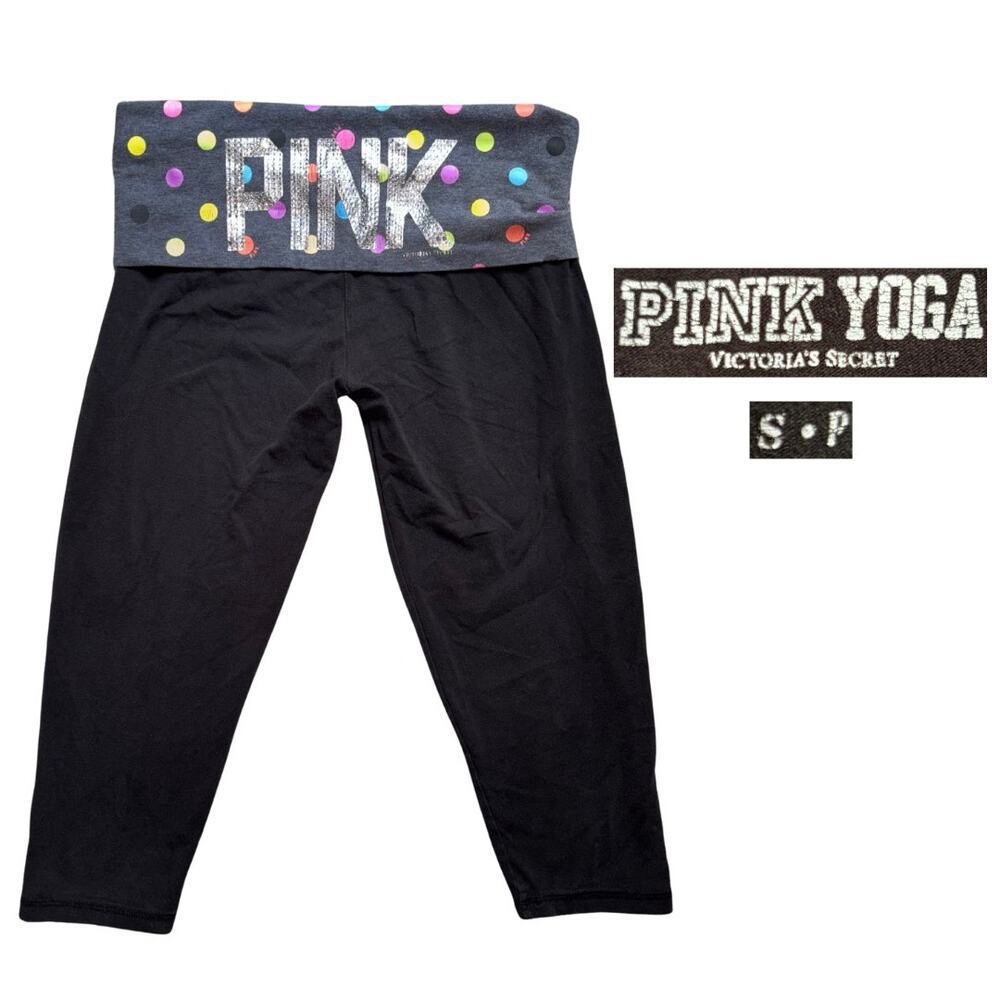 Victorias Secret PINK Yoga Capris Polka Dots Rhinestones Size Small Trashy Y2k